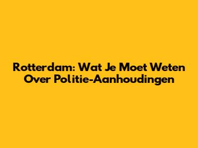 Rotterdam: Wat Je Moet Weten Over Politie-Aanhoudingen