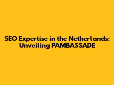 SEO Expertise in the Netherlands: Unveiling PAMBASSADE
