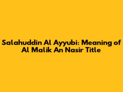 Salahuddin Al Ayyubi: Meaning of Al Malik An Nasir Title