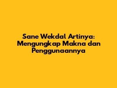Sane Wekdal Artinya: Mengungkap Makna dan Penggunaannya