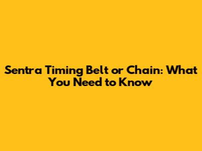Sentra Timing Belt or Chain: What You Need to Know
