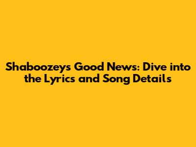 Shaboozey's "Good News": Dive into the Lyrics and Song Details