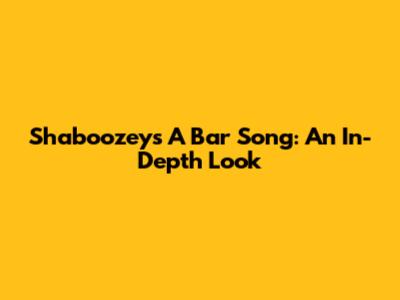 Shaboozey's 'A Bar Song': An In-Depth Look