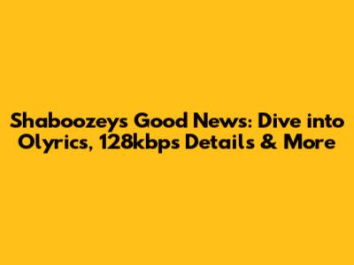 Shaboozey's 'Good News': Dive into Olyrics, 128kbps Details & More