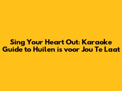 Sing Your Heart Out: Karaoke Guide to 'Huilen is voor Jou Te Laat'