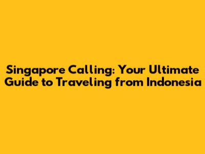 Singapore Calling: Your Ultimate Guide to Traveling from Indonesia