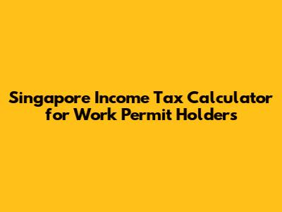 Singapore Income Tax Calculator for Work Permit Holders