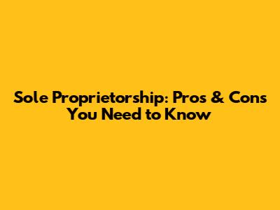 Sole Proprietorship: Pros & Cons You Need to Know