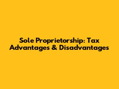 Sole Proprietorship: Tax Advantages & Disadvantages