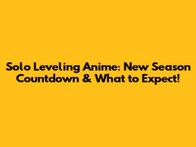 Solo Leveling Anime: New Season Countdown & What to Expect!