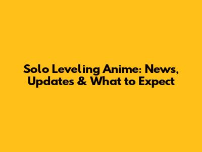 Solo Leveling Anime: News, Updates & What to Expect
