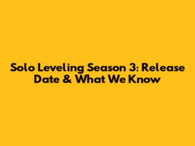 Solo Leveling Season 3: Release Date & What We Know