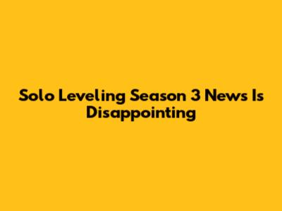 Solo Leveling Season 3 News Is Disappointing