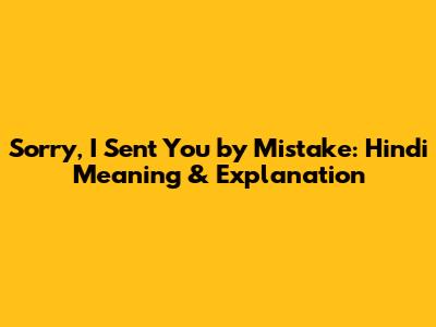 Sorry, I Sent You by Mistake: Hindi Meaning & Explanation