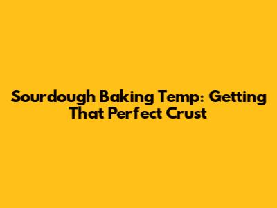 Sourdough Baking Temp: Getting That Perfect Crust
