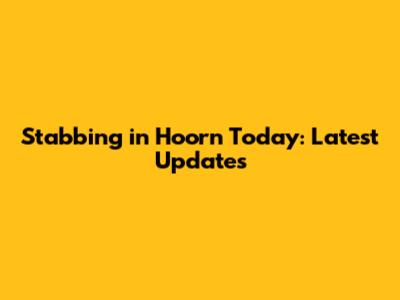 Stabbing in Hoorn Today: Latest Updates