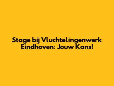 Stage bij Vluchtelingenwerk Eindhoven: Jouw Kans!