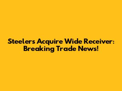 Steelers Acquire Wide Receiver: Breaking Trade News!