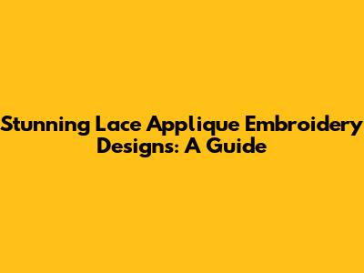 Stunning Lace Applique Embroidery Designs: A Guide