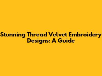 Stunning Thread Velvet Embroidery Designs: A Guide