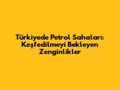 Türkiye'de Petrol Sahaları: Keşfedilmeyi Bekleyen Zenginlikler
