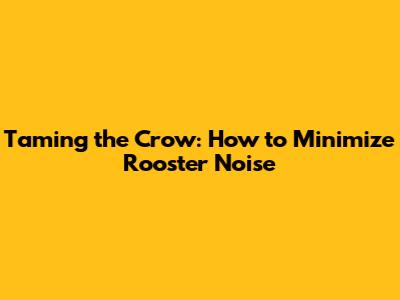 Taming the Crow: How to Minimize Rooster Noise