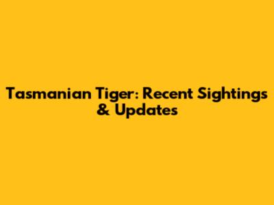 Tasmanian Tiger: Recent Sightings & Updates