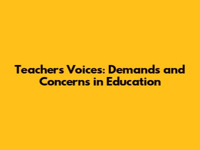 Teachers' Voices: Demands and Concerns in Education