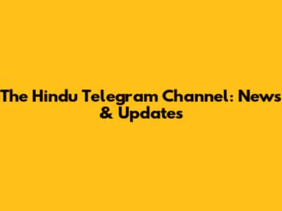 The Hindu Telegram Channel: News & Updates