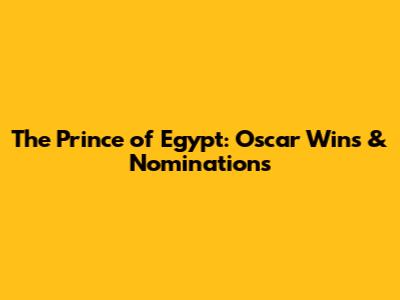 The Prince of Egypt: Oscar Wins & Nominations
