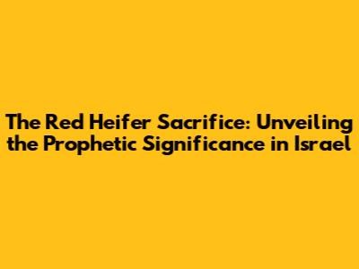 The Red Heifer Sacrifice: Unveiling the Prophetic Significance in Israel