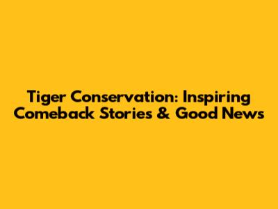 Tiger Conservation: Inspiring Comeback Stories & Good News