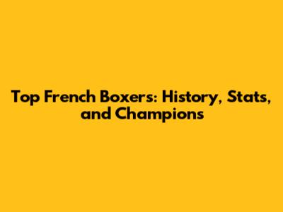 Top French Boxers: History, Stats, and Champions