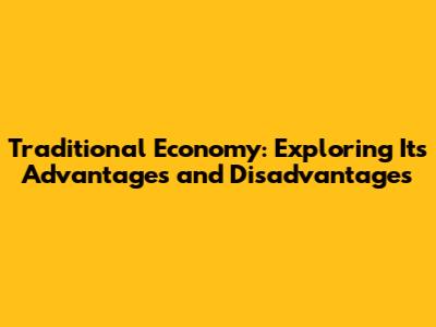 Traditional Economy: Exploring Its Advantages and Disadvantages