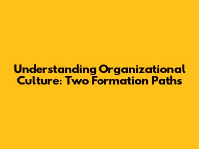 Understanding Organizational Culture: Two Formation Paths