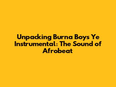 Unpacking Burna Boy's 'Ye' Instrumental: The Sound of Afrobeat