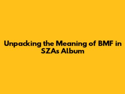 Unpacking the Meaning of BMF in SZA's Album