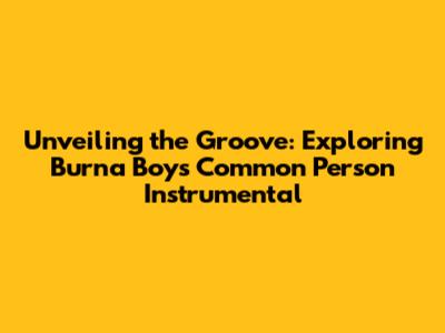 Unveiling the Groove: Exploring Burna Boy's Common Person Instrumental