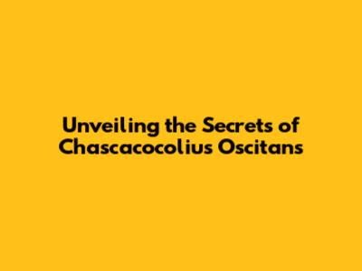 Unveiling the Secrets of Chascacocolius Oscitans