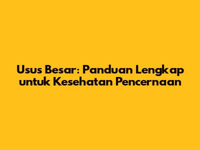 Usus Besar: Panduan Lengkap untuk Kesehatan Pencernaan