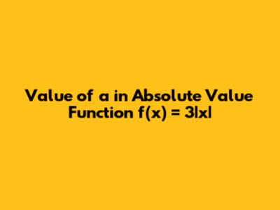 Value of 'a' in Absolute Value Function f(x) = 3|x|