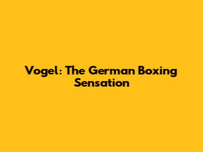 Vogel: The German Boxing Sensation