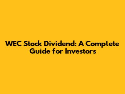 WEC Stock Dividend: A Complete Guide for Investors