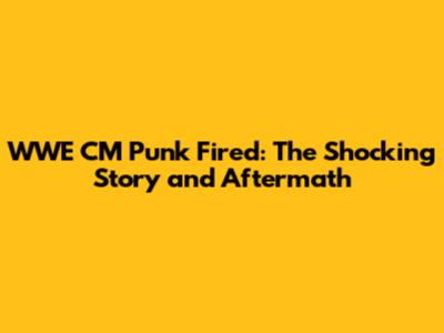 WWE CM Punk Fired: The Shocking Story and Aftermath