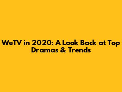 WeTV in 2020: A Look Back at Top Dramas & Trends