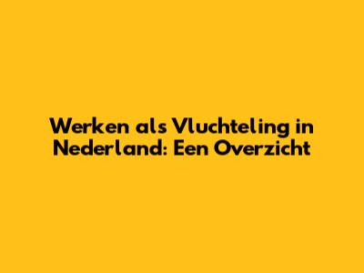 Werken als Vluchteling in Nederland: Een Overzicht