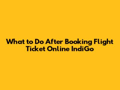 What to Do After Booking Flight Ticket Online IndiGo