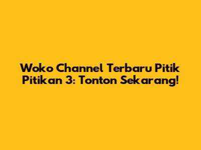 Woko Channel Terbaru Pitik Pitikan 3: Tonton Sekarang!
