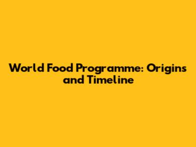World Food Programme: Origins and Timeline