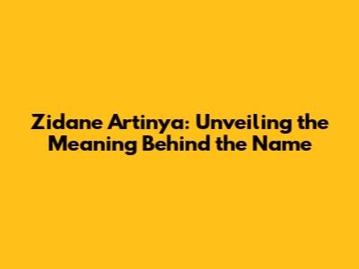 Zidane Artinya: Unveiling the Meaning Behind the Name